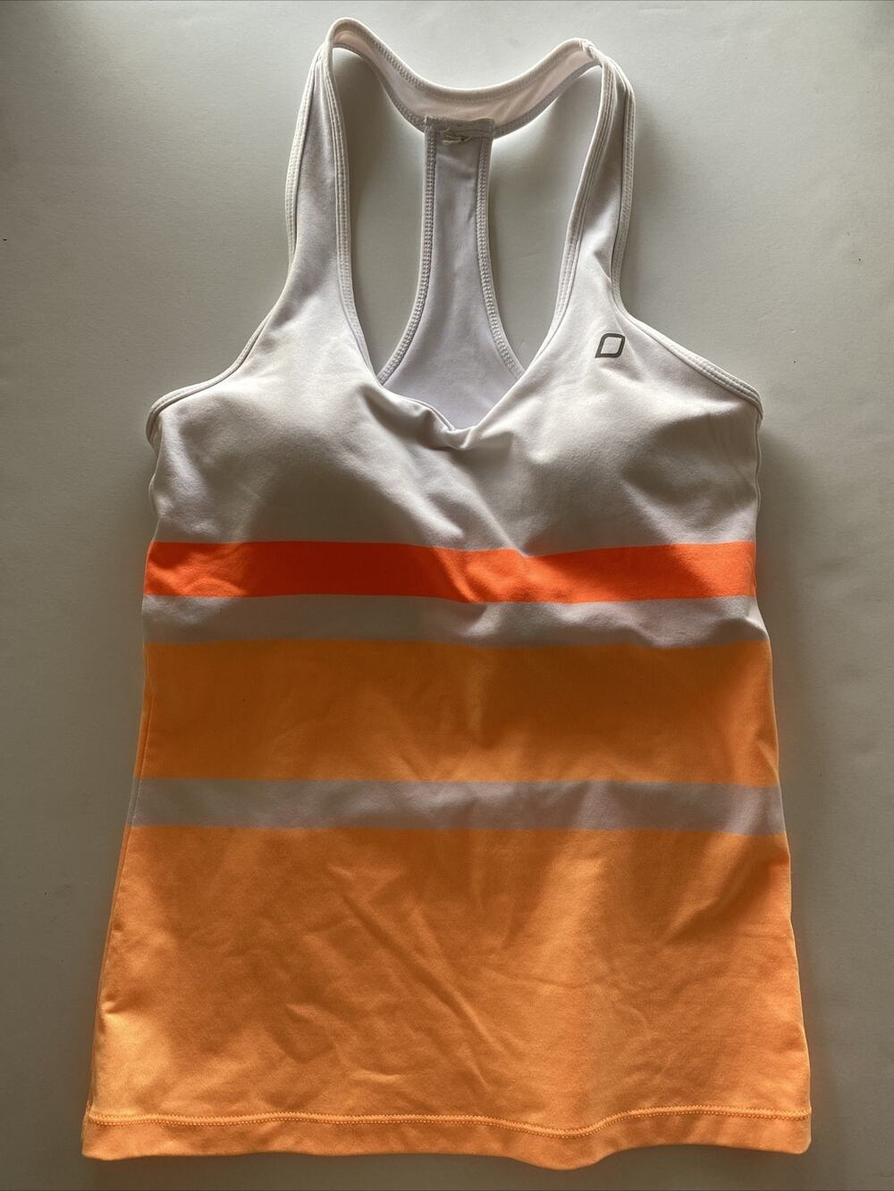 Lorna Jane Woomens Medium Tank Top Orange White Built In Padding Workout Gym